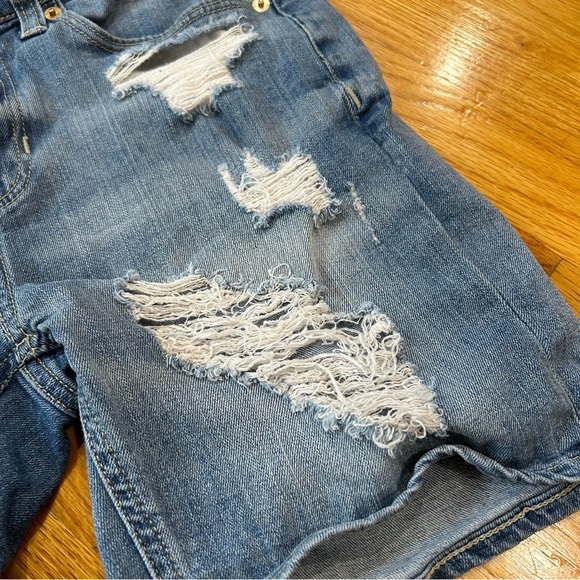 Express Jeans Shorts Womens 0 Blue Denim Distressed Ripped - Picture 6 of 6